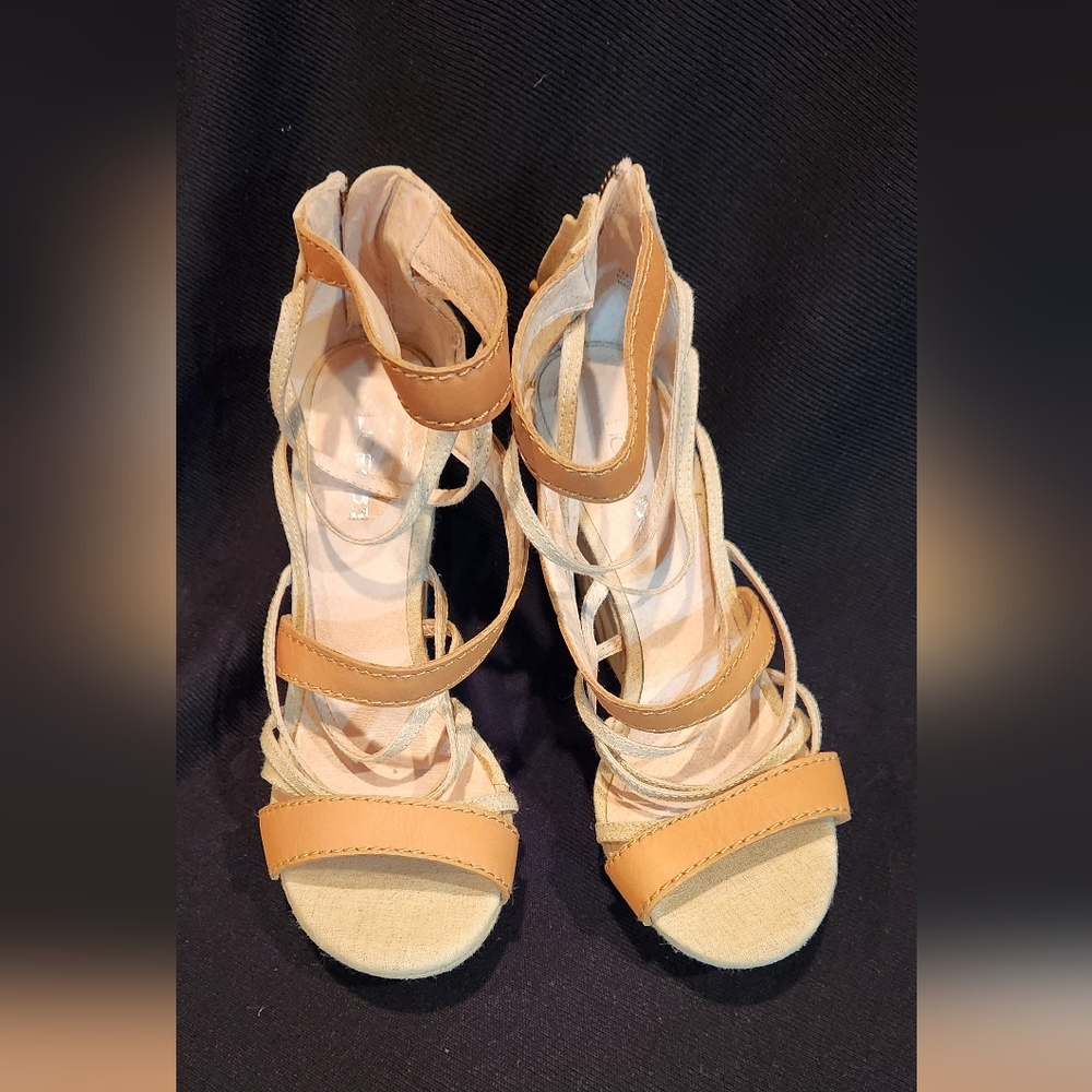 Joe's Zip Up Strappy Wedge Heels